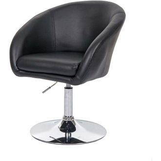 Hhg Sedia poltroncina lounge girevole HHG 247 metallo cromato ecopelle nero