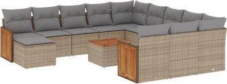 vidaXL Set Sof&aacute;s De Jard&iacute;n Con Cojines 13 Pzas Rat&aacute;n Sint&eacute;tico Beige Vidaxl