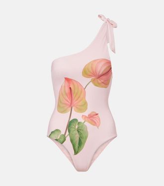 Farm Rio Anturium one-shoulder swimsuit
