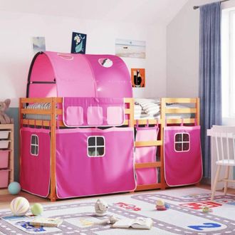 vidaXL Vidaxl - Bunk Bed without Mattress Pink 90x190 cm Single Solid Wood Pine