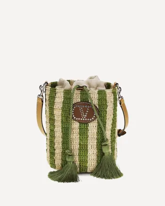 Valentino Garavani Borsa a Secchiello in rafia a righe Woman UNI