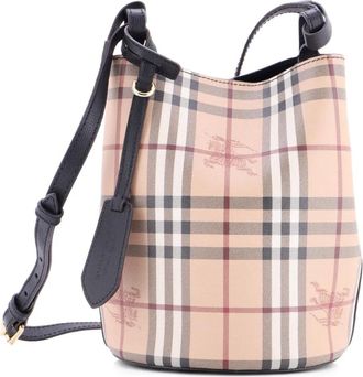 Burberry Lorne Haymarket Coated Canvas Small bucket bag - Zwart