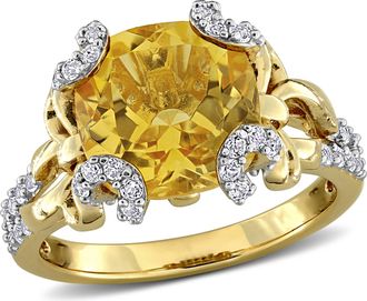 Mimi & Max 4 5/8ct TGW Citrine White Topaz Cocktail Ring in Yellow Plated Sterling Silver