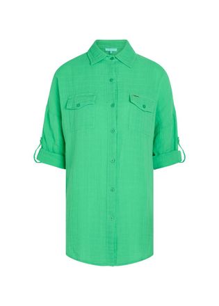 Melissa Odabash Elena Cotton Gauze Cover-up Shirt - Green - S (UK8-10 / S)