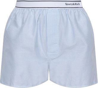 Sporty & Rich Shorts uit de Riviera-collectie - Dames - Bermuda - Blauw - XS - Katoen - Korte Broeken