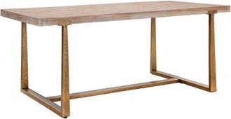 Dmora Dmora - Mesa de comedor Bisenti, Estante de cocina, Consola de comedor, Estante rectangular fijo, Oro y Marrón, 180x90 h78 cm