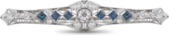Luxury Bazaar Platinum 0.90ct Diamond and Sapphire Brooch MF14-070126