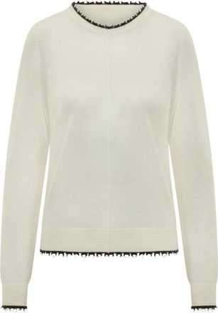 Pinko Pamplona Ronde Hals Trui - Dames - Ronde hals truien - Wit - M - Truien & Vesten