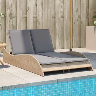 vidaXL Vidaxl - Tumbona Con Cojines Rat&aacute;n Sint&eacute;tico Beige 114x205x73 Cm