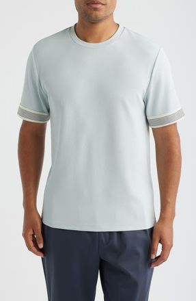 Reiss Aries Textured Contrast Cuff T-Shirt in Soft Blue at Nordstrom, Size Xx-Large