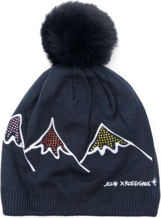 Rossignol x JCC crystal-embellished beanie hat - women - Acrylic/Polyester - One Size - Blue