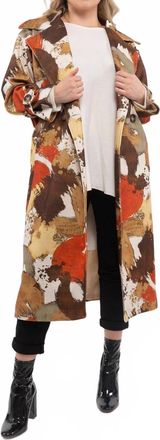 M Made in Italy Mabella Abstract Long Coat In Multi
