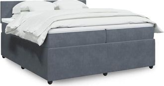 vidaXL Cama Box Spring Con Colch&oacute;n Terciopelo Gris Oscuro 200x200 Cm Vidaxl