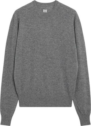 Toteme Klassieke Kasjmier Trui met Ronde Hals - Dames - Cashmere truien - Grijs - L - Kasjmier - Truien & Vesten