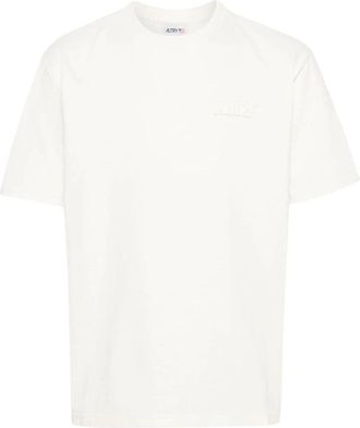 Autry Witte Katoenen T-shirt met Ronde Hals - Heren - T-shirts - Wit - S - Katoen - Tops