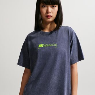 Nike Womens Nike Sportswear Classic Oversized T-Shirt in Blue | IR7875-410