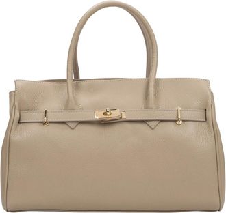 Estro & Luminara Large Tas met Handvat - Dames - Handtassen - Beige - ONE Size - Leer - Tassen