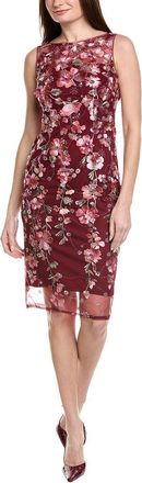 Adrianna Papell Floral Sequin Embroidery Midi Sheath Dress