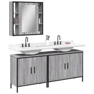 Berkfield Home 3 Piece Bathroom Cabinet Set Grey Sonoma Engineered Wood