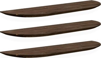 Deco Wood Pack 3 estanterías redondeadas de madera flotantes nogal 160x3,2cm