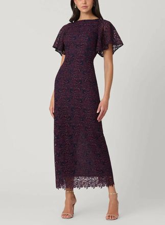 Shoshanna Bess Two-Toned Lace Cocktail Dress In Bordeaux/navy