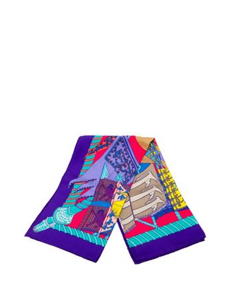 Herm&egrave;s 2010-2025 Etendards et Bannieres Silk Scarf 90 scarves - Blauw