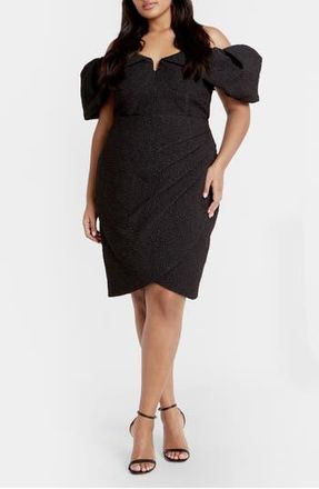 City Chic Jez Off the Shoulder Minidress in Black at Nordstrom Rack, Size M/18W