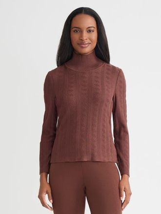 Misook Mock Neck Tonal Soft Knit Top in Truffle at Nordstrom, Size Xx-Large