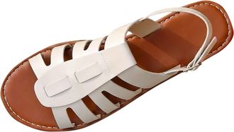 Generic Womens Flat Sandals Casual Open Toe Summer Sandal Solid Color Breathable Fashionable Versatile Non-Slip Comfy Strappy Sandals Beach Outdoor