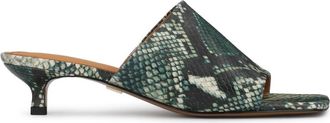 Kazar Snake Motif Embossed Leather Mules - Dames - Muiltjes - Groen - 36 EU - Leer - Schoenen