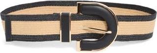 Vince Camuto Two-Tone Stretch Straw Belt in Black Natural at Nordstrom Rack, Size Large/x-Large
