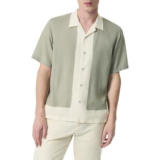 Rag & Bone Avery Painterly Print Relaxed Fit Camp Shirt in Tan Anthon at Nordstrom Rack, Size Xx-Large