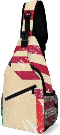Generic U.S. And Italy Vintage Flag Unisex Shoulder Bags Casual Crossbody Chest Bag Sling Backpack for Hiking Cycling Travel