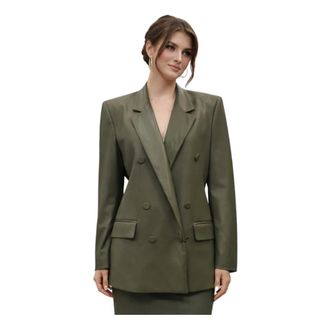 Mars&eacute;m Blazers, female, Green, Size: XL Giacca in ecopelle modello doppiopetto