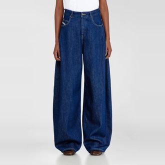 Diesel Relaxed Jeans High Waist 1987 D-Khelz, Dark blue, Button fly