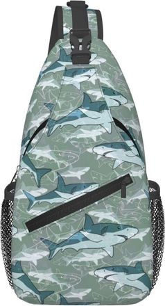 Generic Abstract Sharks Sling Bag Lightweight Chest Bag Adjustable Crossbody Bags For Workout Sports Cycling