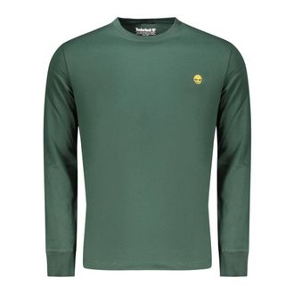Timberland Tops, Heren, Groen, S, Katoen, T-shirt met lange mouwen en ronde hals