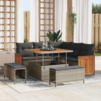vidaXL Vidaxl - Conjunto De Sof&aacute; De Jard&iacute;n 8 Pcs Gris 100 X 100 X 71 Cm