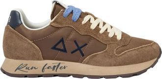 Sun 68 Vintage Nylon Sneakers met Geborduurd Logo - Heren - Sneakers - Bruin - 40 EU - Nylon - Schoenen