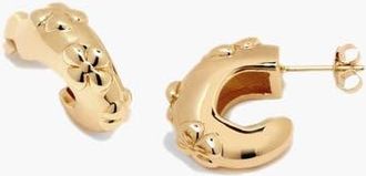 Yoj Flaro Flower Midi Hoop Earrings in God in Gold at Nordstrom