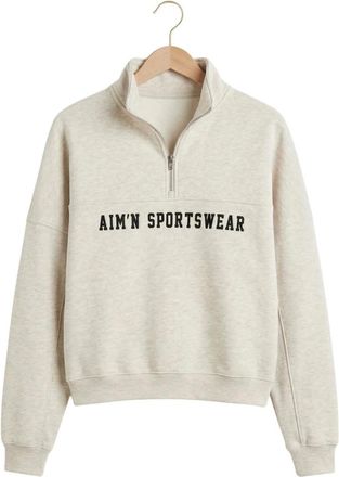 Aim'n Dames, Sweatshirts & Hoodies, Beige, Maat: XL Katoen
