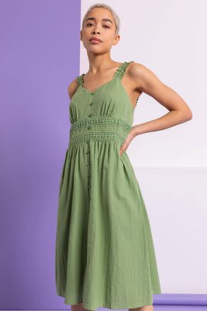 DUSK Shirred Lace Detail Sundress