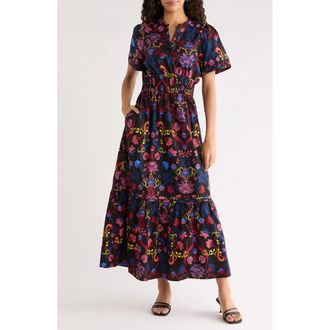 Sugarlips Lara Floral Print A-Line Dress in Black-Multi at Nordstrom, Size X-Small