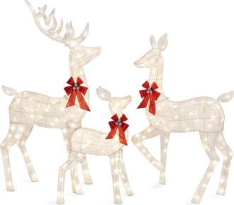 Best Choice Products 6.5ft 3-Piece Lighted Christmas Deer Set Outdoor Yard Decoration with 385 LED Lights, Stakes