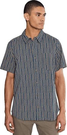 Toad&Co Fletcher Short Sleeve Shirt Mens Clothing Midnight Vertical Print : MD, Cotton/Elastane