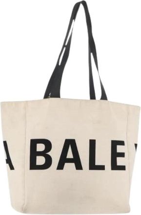 Balenciaga Pre-owned Vintage Canvas Tote Bag - Dames - Vintage Shopper - Beige - ONE Size - Leer - Vintage