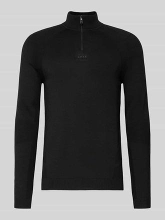 HUGO BOSS Regular Fit Troyer mit Schurwoll-Anteil Modell TOUR SEAMLESS QZ in Black, Gr&ouml;&szlig;e XXL