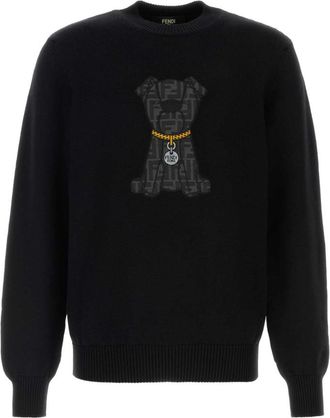 Fendi Black Crew Neck Sweaters