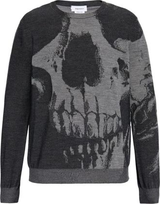 Alexander McQueen Skull Sweater - Heren - Ronde hals truien - Grijs - S - Truien & Vesten