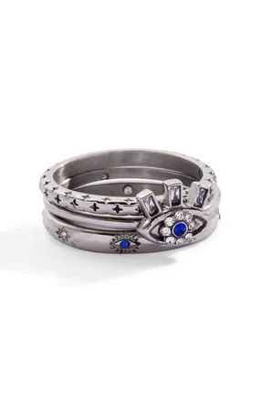 Alex and Ani Evil Eye Stacking Ring Set of 3 in Silver at Nordstrom, Size 7